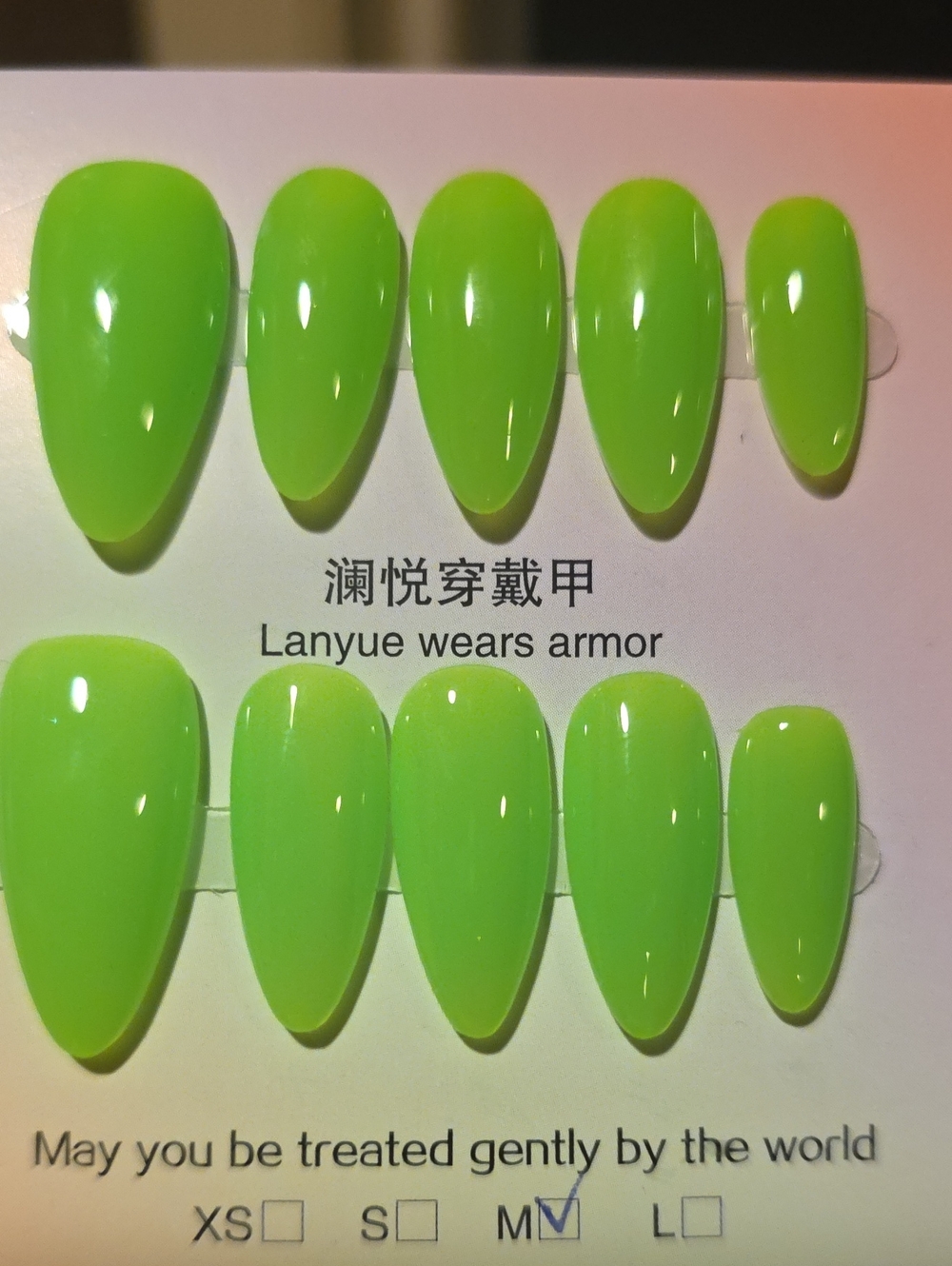 Neon Green Press-On Women's Nails Size Med